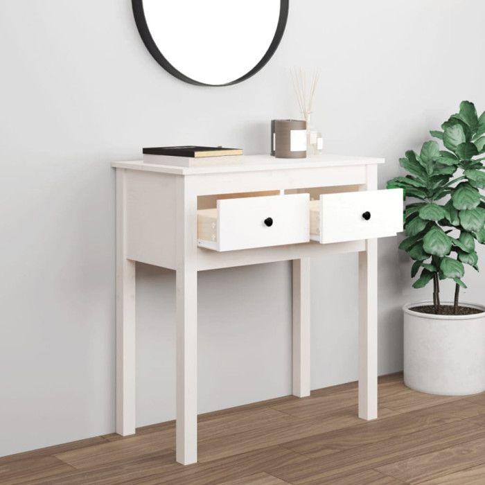 VidaXL Console Table White 70x35x75 Cm Solid Pine Wood 814610