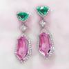 3A Zircon Pink Element Imitation Crystal Earrings, Simple Temperament Long Women'S Earrings