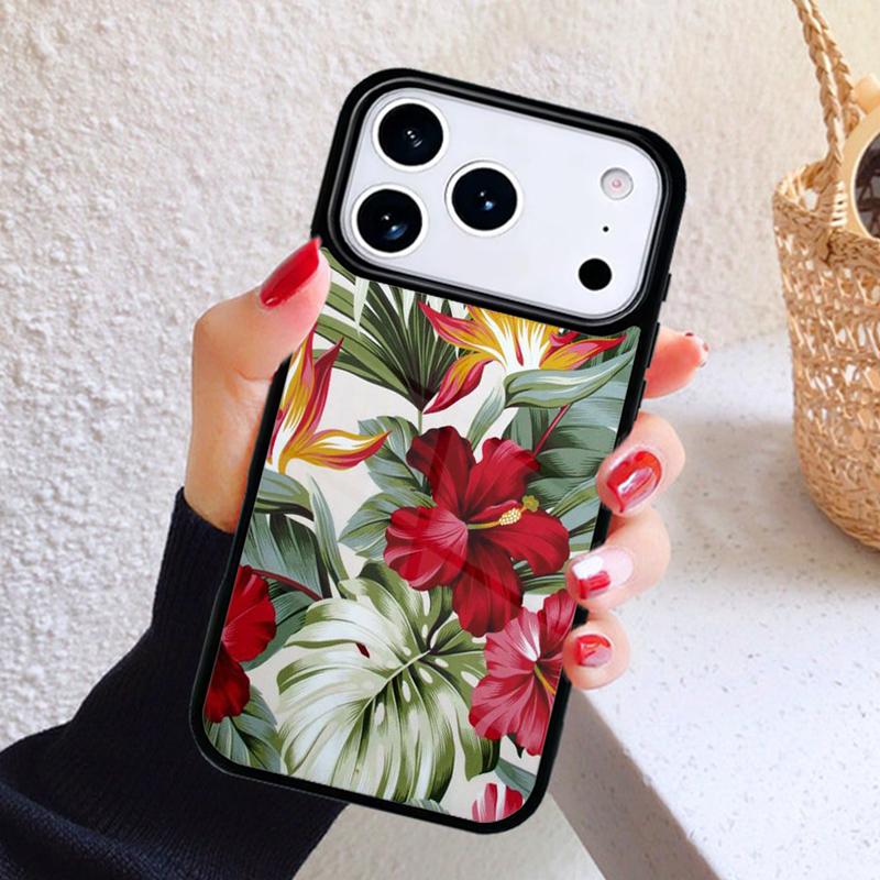 Tropical aloha Hibiscus Pattern Phone Case For iPhone 17 Air 16 15 14 13 12 11 Pro Max Plus