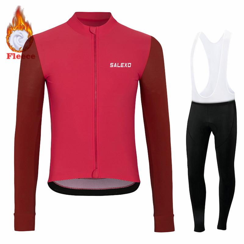 2026 Winter Fleece Warm Thermal Fleece Bicycle Set for Men, Long Sleeve Sportswear, Racing Jersey Suit, Pro Team Bicycle Clothing, Winter