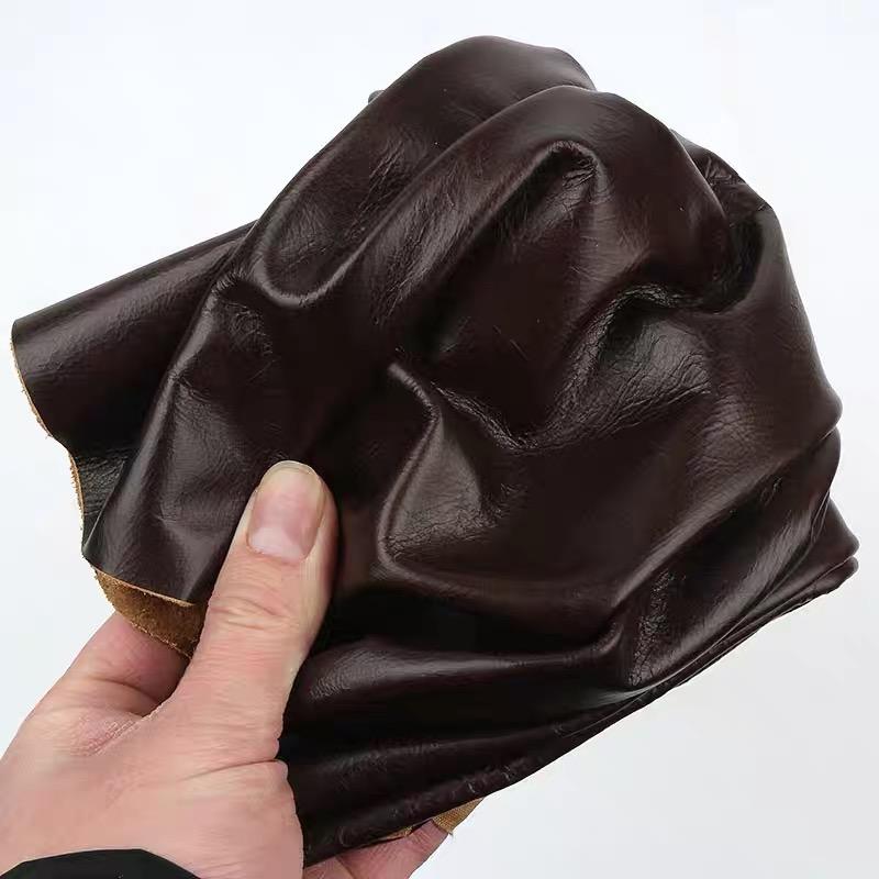 Oil-waxed cowhide fine-grain first-layer genuine leather sofa refurbishment seat soft cover bedside backrest with coffee-colored