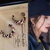 2025 autumn and winter personalized leopard print C-type earrings, European and American temperament exaggerated earrings