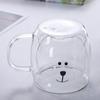 250ml High Borosilicate Creative Glass Cup Little Bear Cup   Women'S Summer Cat Claw Cup Double Layer Creative Drinking Cup