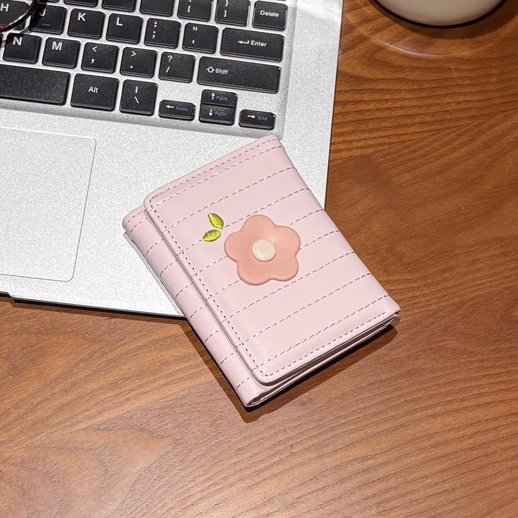Korean version cute little fresh flower short wallet multi-card card bag multi-function certificate storage bag portable wallet