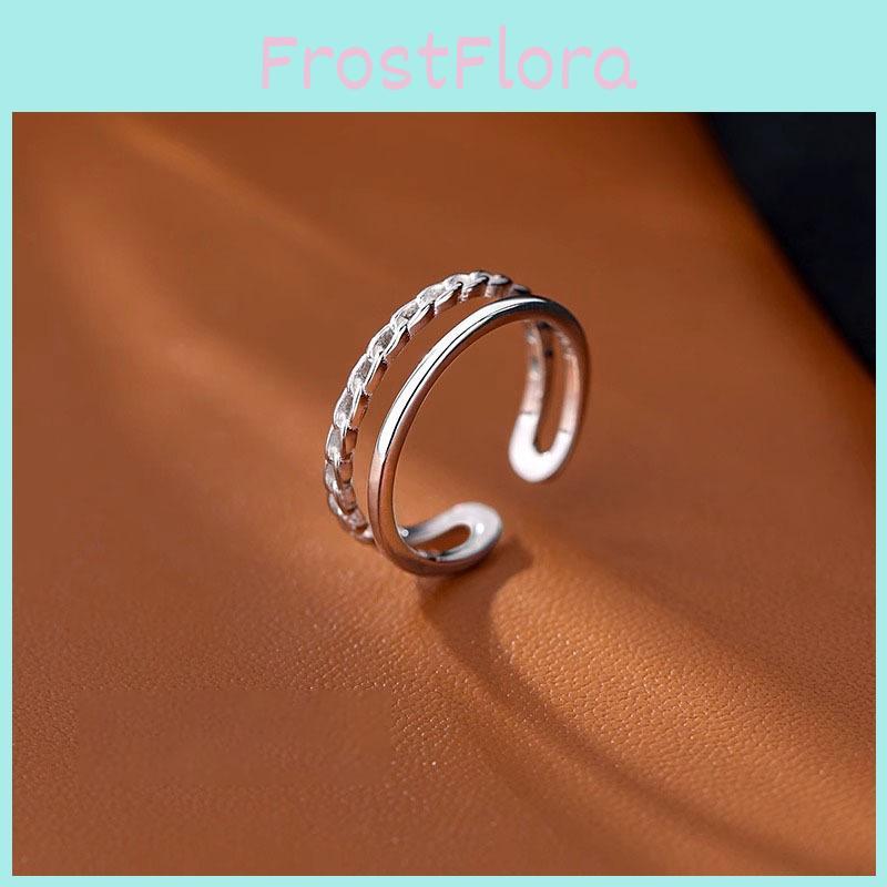 Elegant Korean Inspired Geometric Design Adjustable Double Layer Ring For Women