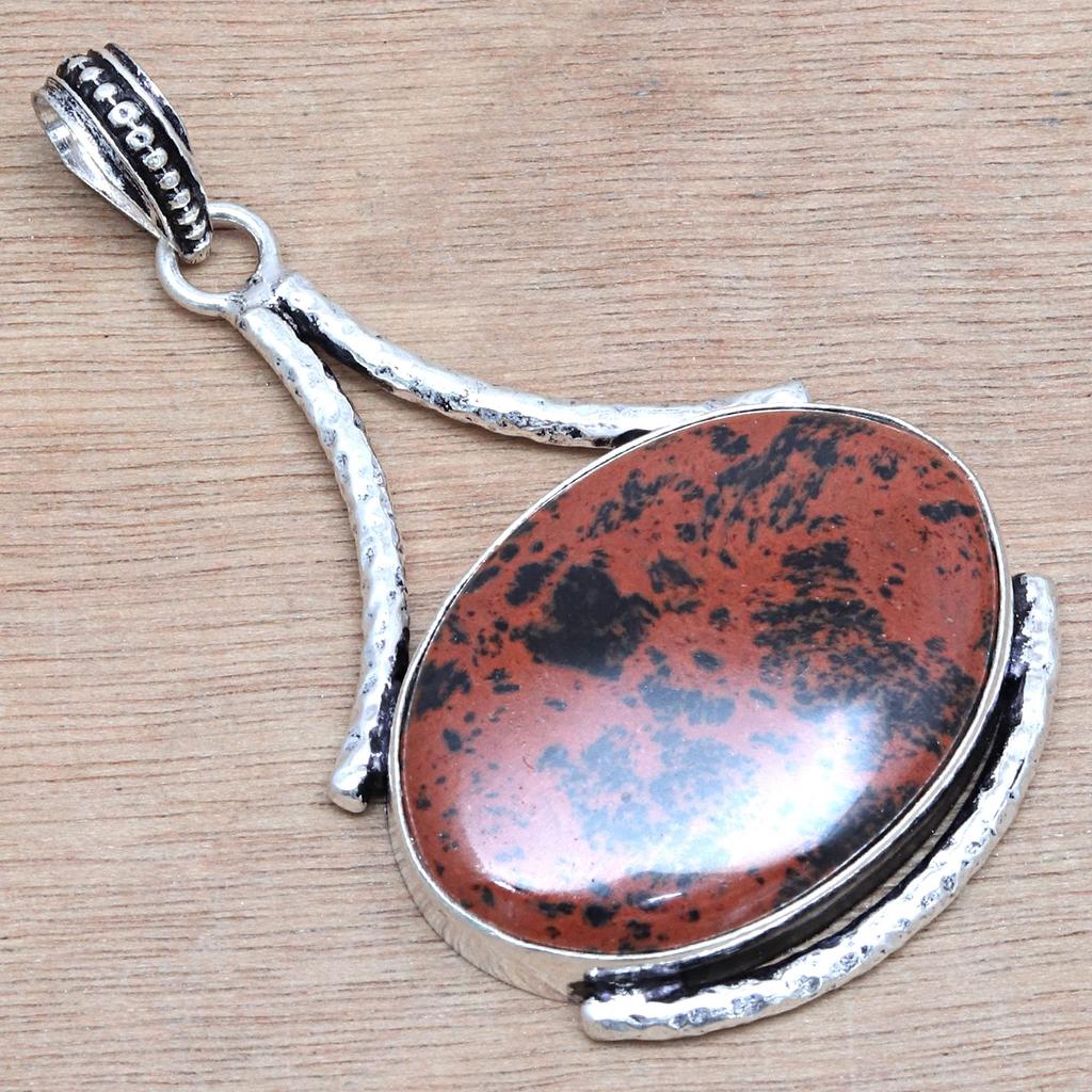 Mahogany Obsidian Handmade Women's Unisex Silver Jewelry Pendant 2.5