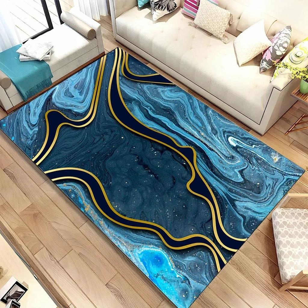 Colour Gold Nordic Marble Splendid Area Rug Large Carpet Marbling Rugs for Home Living Room Bedroom Decor Door Mat Floor Mats