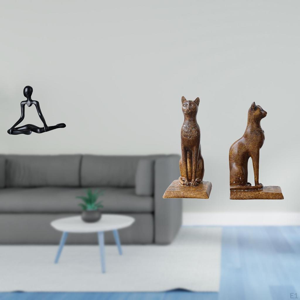 Creative Abstract Thinker And Cat Statue Figurines Unique Decorative Bookends Desktop Ornaments