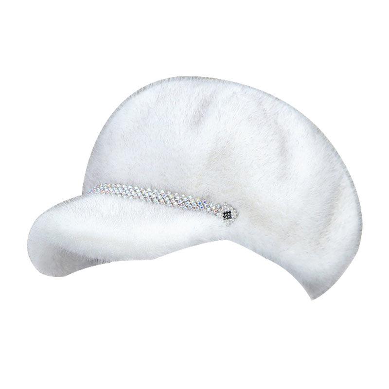 Autumn and Winter Hat with Thickened Mink Fur and Warm Toe Cap Ear Protection Octagonal Hat Fashionable and Versatile Casual Hat
