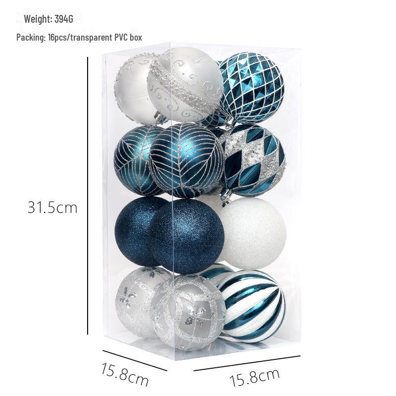 Elegant 8CM/16 Painted Christmas Ball Set: Exquisite Cross-Border Tree Decorations