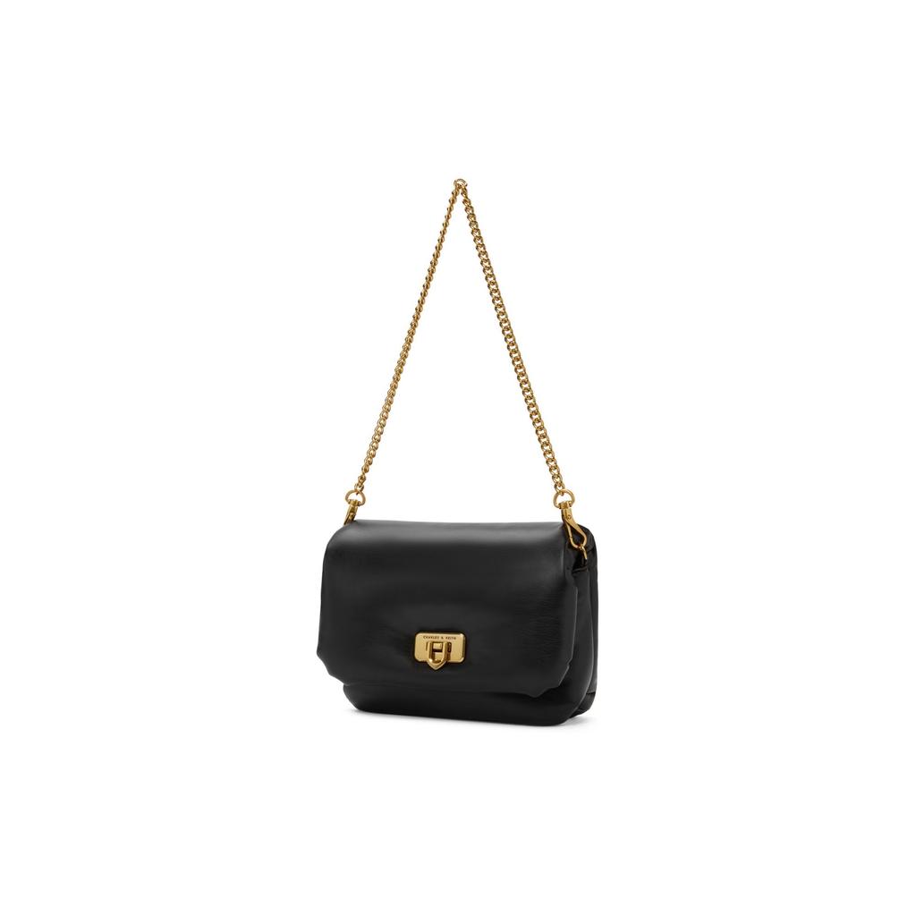 Charles & Keith Soft Chain Underarm Small Square Bag Women Shoulder Bag Black Ivory Brown CK2-80151356