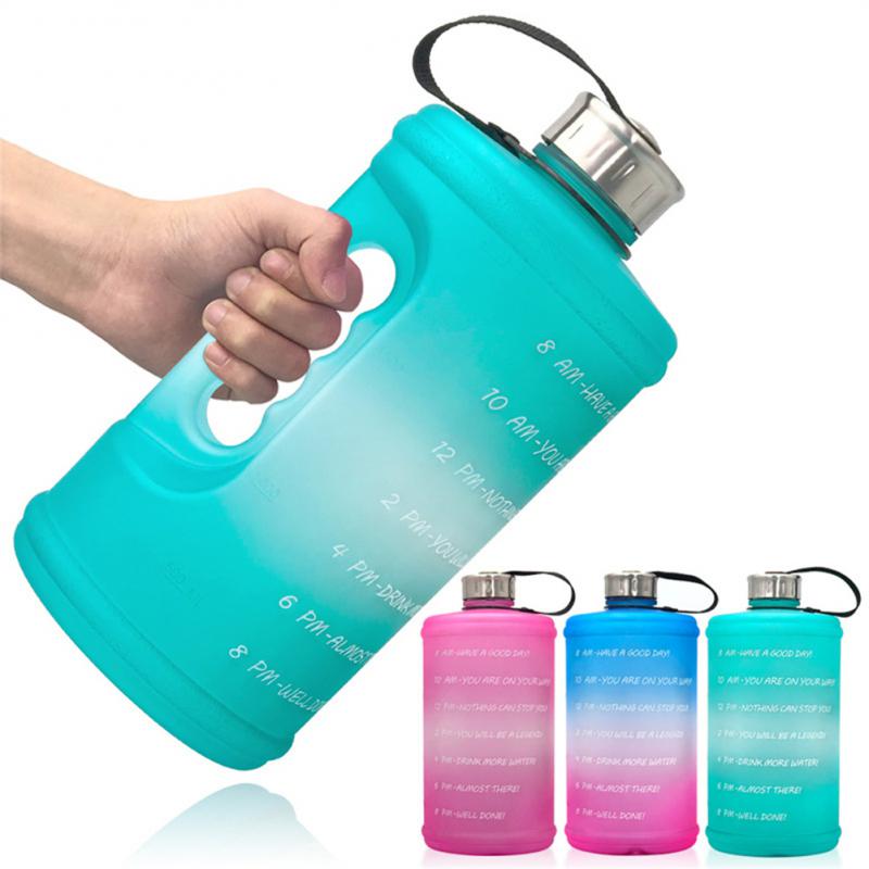 2.2 Liters High-capacity Water Bottle Reusable Outdoors Sports Drinking Bottle with Time Marker Portable Plastic Cups
