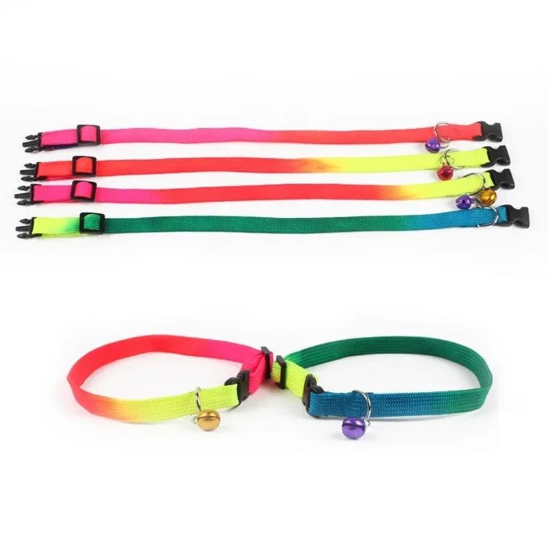 Random Candy Color Quick Release Collar Pet Dog and Cat Nylon with Bell Adjustable Leash Accessory 1 Pc