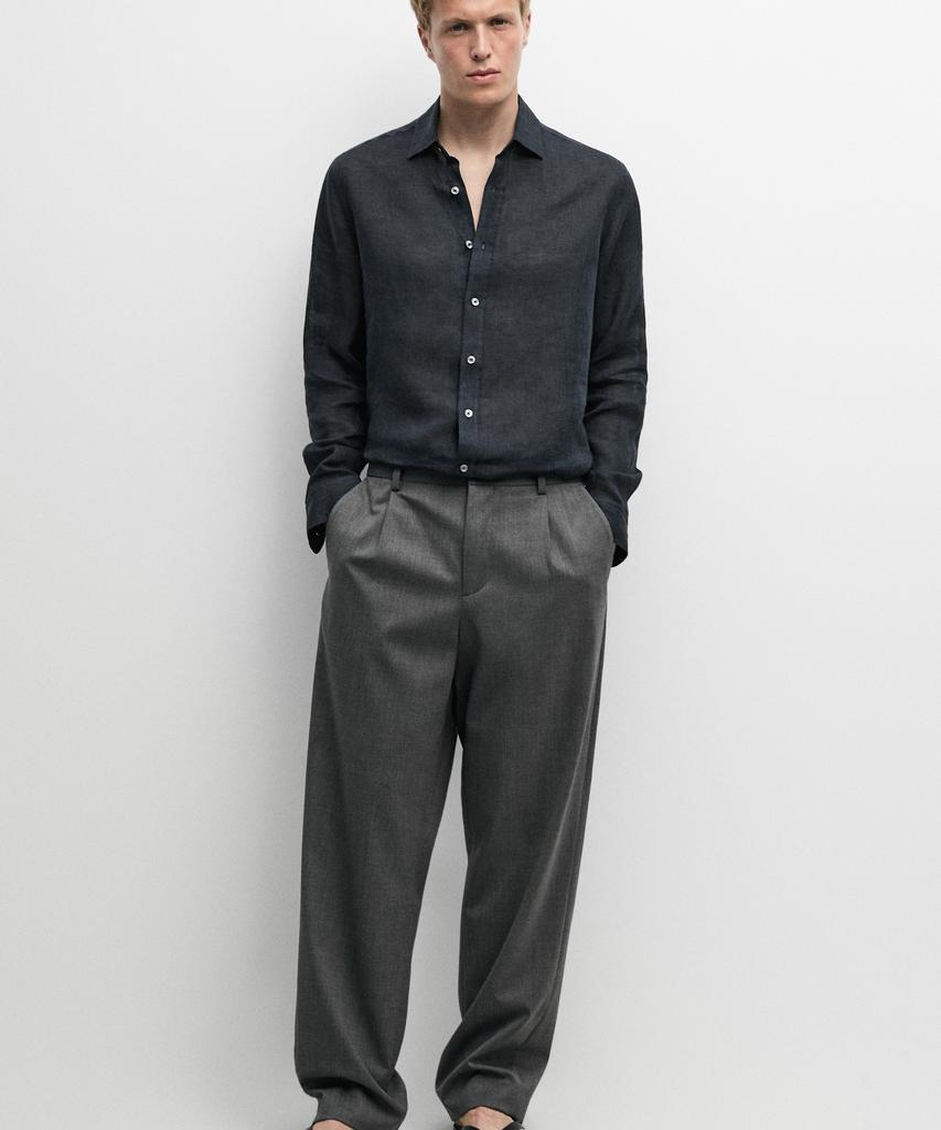Masimodutti Cool Wool Blend Pintuck Pants