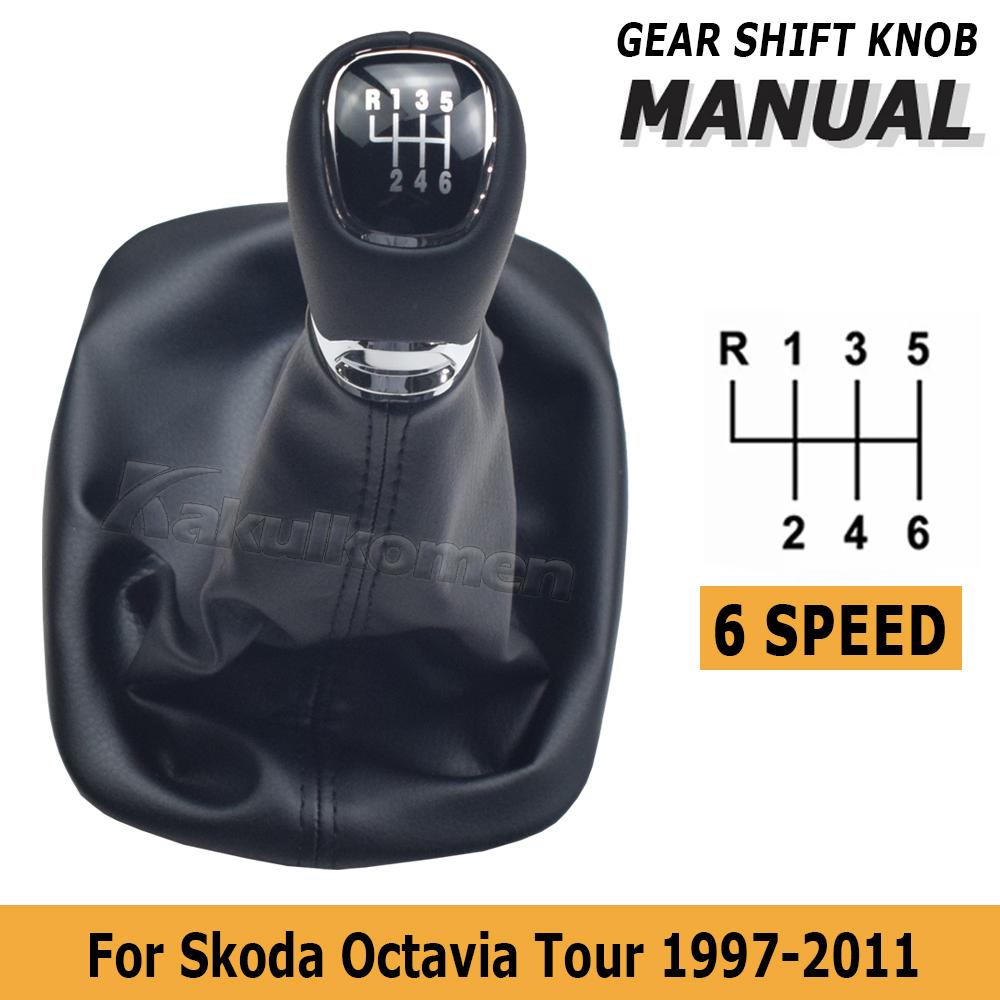 5/6 Speed Manual Gear Shift Knob Lever Pen Black Gaiter Boot Cover Case For Skoda Octavia Tour 1997-2011 Car Accessories