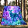 1pc Deer Fantasy Forest Throw Blanket Polyester Fiber, Lightweight Flannel, Soft & Warm, All Season Use for Outdoor, Camping Digital Print