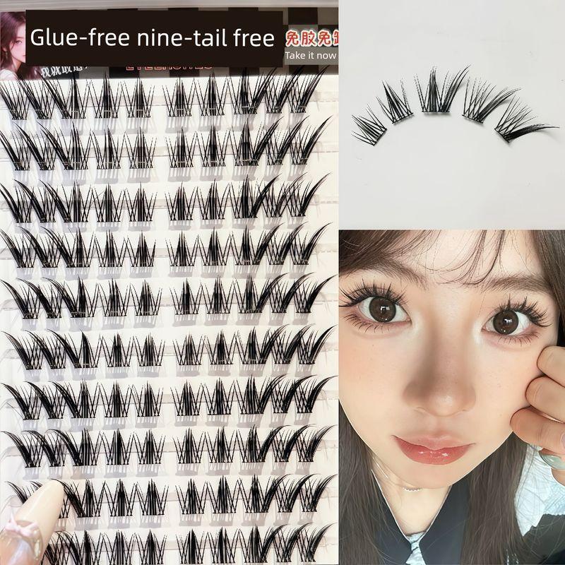 Glue-Free Mid-Summer Night under Eyelashes Eyelash Natural One-Piece Fake Eyelashes Glue without Stem Artificial Comic
