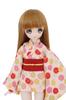 [Petite Marie] 13 MDD Kompatibel, Stilvoller Kleiner Chrysanthemen Chirimen Mini-Längen Kimono, Rosa mit Roter Obi, 40cm Puppe, BJD Puppenkleidung [Petite
