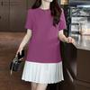 ZANZEA Women Casual Round Neck Short Sleeve Summer Patchwork Dress