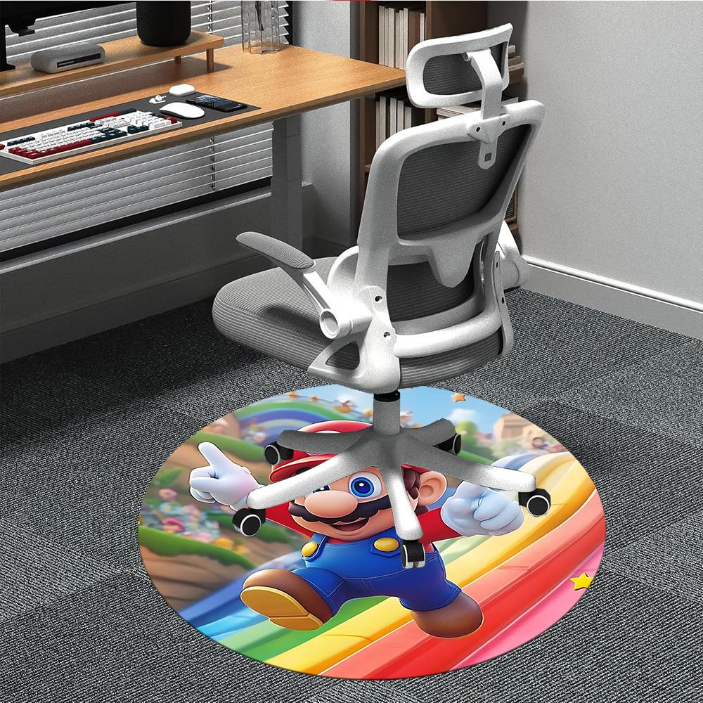 

1PC Mario Adventure Office Round Area Rug, Indoor Mat Suitable For Office, Under Office Chairs Bedroom Living Room Home Decor, Room Deco110 80cm by 80cm