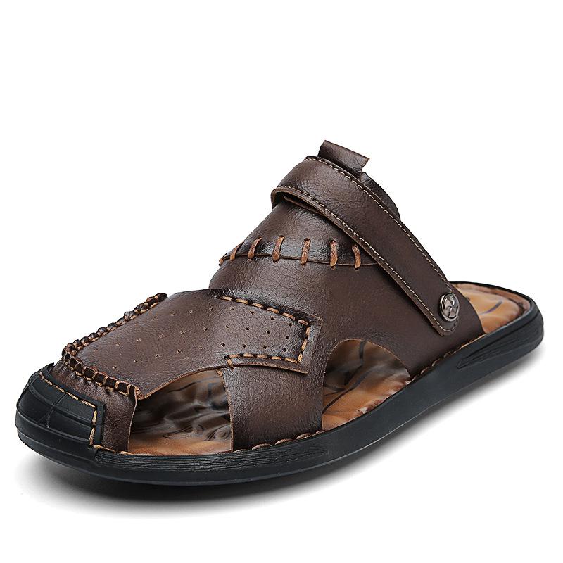Men s Large Size Closed-Toe Outdoor Casual Flip-Flops: Handmade Soft Sole Sandals for Summer. 43
