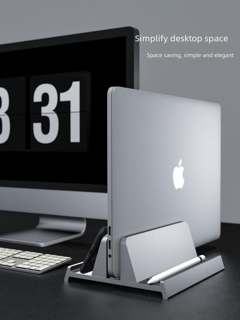 3-in-1 Aluminum Vertical Stand for Laptop, Tablet, and Phone Storage