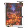 DIY Full Drill Diamond Painting Kit Halloween Pumpkin Scene with Candles Rhinestone Canvas Art Relaxing Handmade Gift for Adults