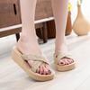 Crossed Hemp Rope Slippers for Women with Fake Hemp Soles and Imitation Grass Woven Thick Soled Sandals Lightweight Thick Bottom Ladies Shoes
