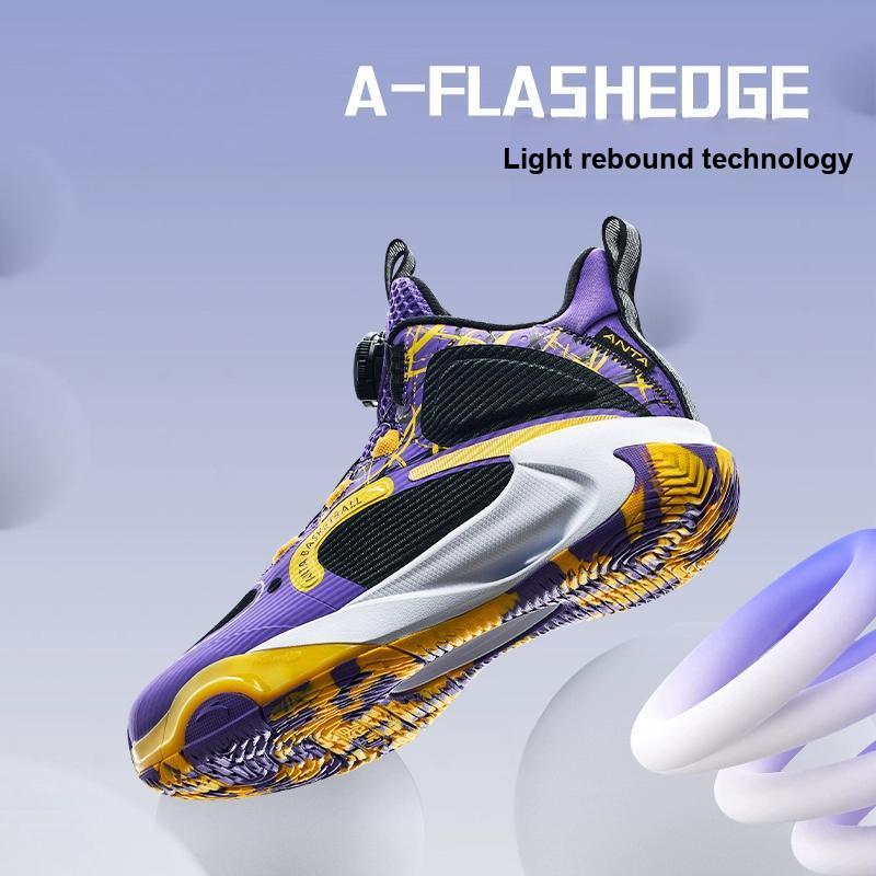 Anta Kids Wind Tunnel 2 Comfortable Durable Breathable Mid-Top Basketball Shoes Kids Basketball Shoes Purple Black A312341115-4