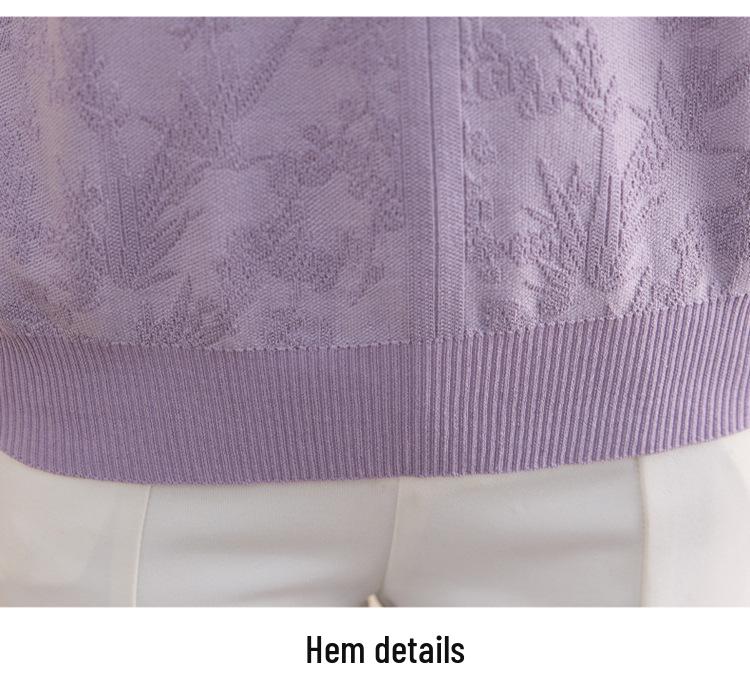 Mom's Stylish 2026 Summer Ice Silk Short-Sleeve Top - Chinese Style Knit T-Shirt for Middle-Aged & Elderly Women