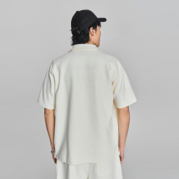 Comfortable Logo Woven Label Short Sleeve Casual Shirt Men shirts Off-White LMT008131204443A05173