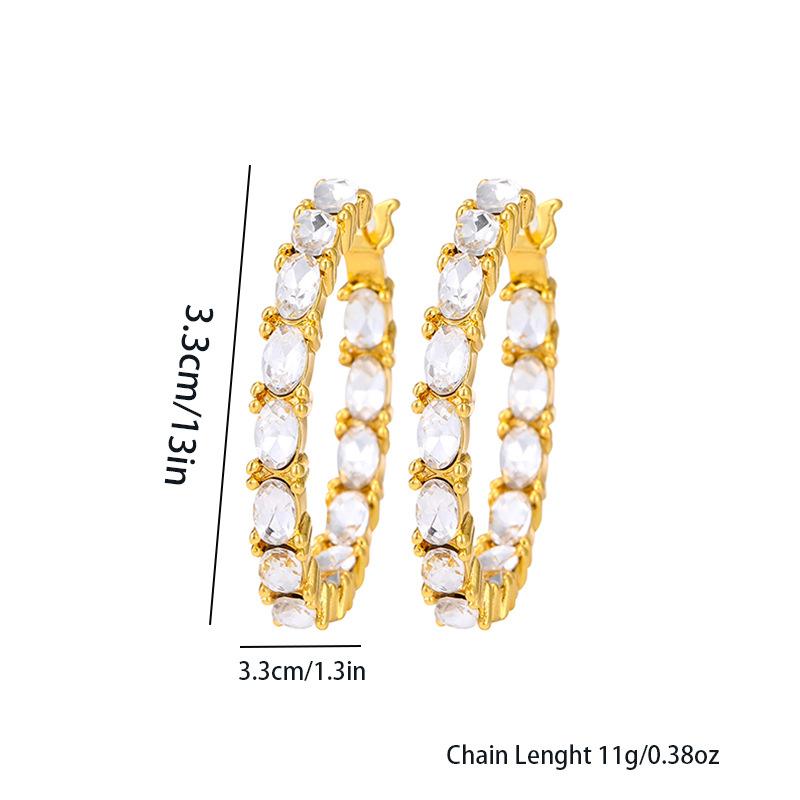 Persönlichkeit großer Kreis runde Ohrringe Damen High-End Temperament einfache Flash Diamant Ohrringe vielseitige Hipster Ohrringe