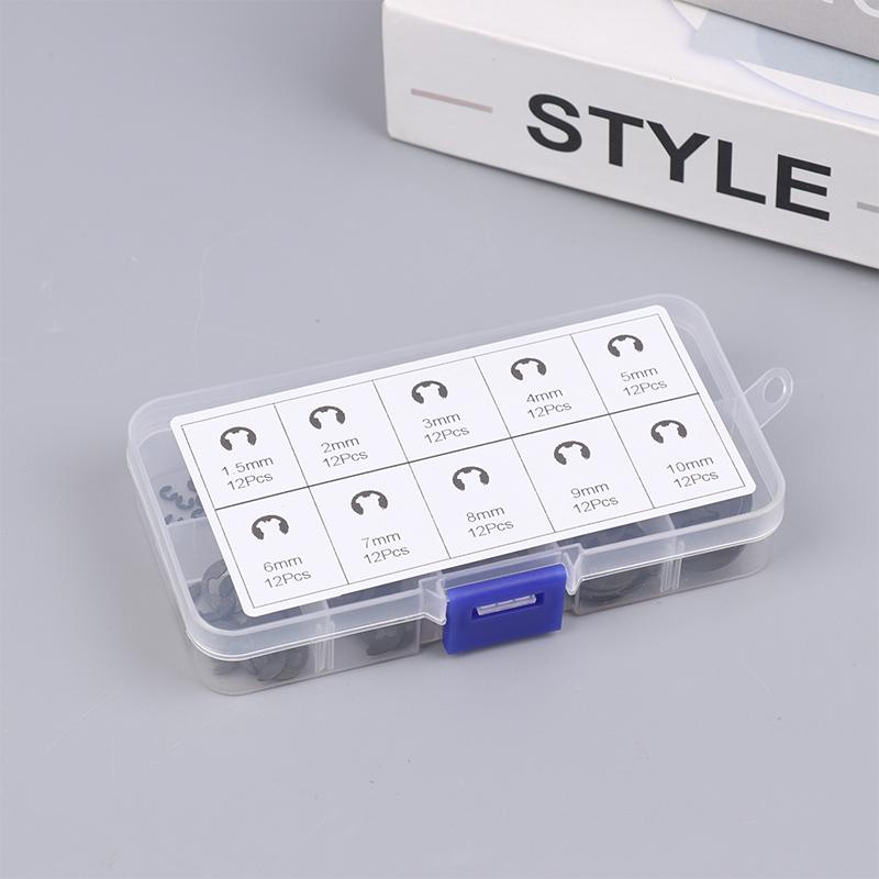 

120Pcs Black Stainless Steel Retaining Circlip Set Snap Ring E-Clip Washer Assortment For Shaft Fastener M1.5-M10