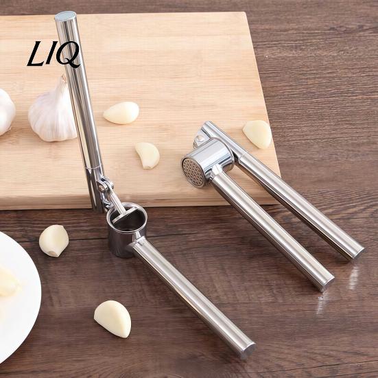 Manual Garlic Press for Home Kitchen Stainless Steel Presser, Effortless Extended Handle Ginger Heavy Duty Crusher Masher, Easy Squeeze Mincer