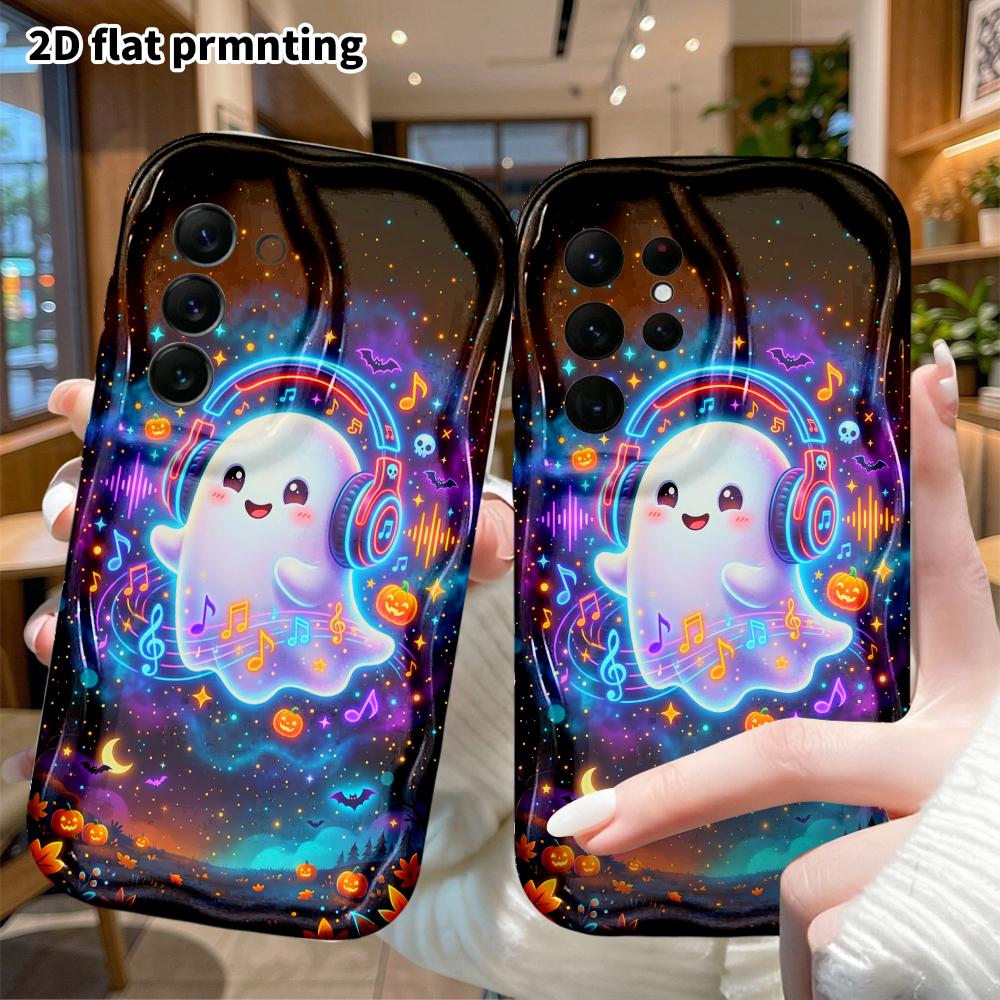 Phone Case: 2D Flat, Suitable for Samsung Galaxy A34 A35 M05 M06 S20 S22 S21 FE Plus 5G Protective Case, Neon Little Ghost, Perfect Christmas and Hall