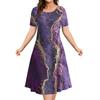 2026 New Summer Loose A-line Dress 3D Printing Short-sleeved Women's Evening Dress Women's Elegant Fashion Round Neck Dress