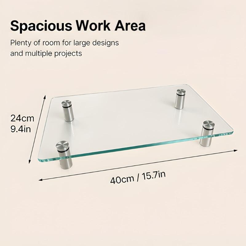 Glass Pressing Panel 40 X 24 Cm for DIY Design Arranging, 0.5 Cm Thick Craft Ironing Board for Handcraft Work, Sewing Accessory Use and Daily Project
