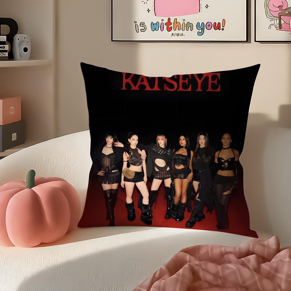 Pop Girl Group KKATSEYE Cushion Cover Pillowcase Short Plush Invisible zipper Room Sofa Cushion Cover