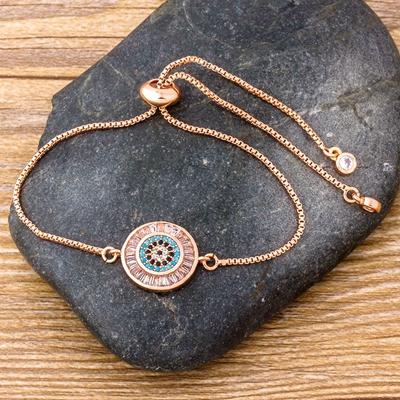 

Nidin Lucky Eye Bracelet for Women Top Quality Cubic Zirconia Chain Bracelet Exquisite luxury Dubai Best Party Wedding Jewelr рожевий колір золота