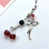 Cute Sweet Cherry Bow Mobile Phone Chain Lanyard Keyring Keychain Pendant Star Buckle Backpack Charm Bag Hang Ornament Girl Gift
