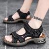 Men's Casual Genuine Leather Open-Toe Beach Sandals with Air Cushion - Lightweight and Plus Size for Outdoor Activities.