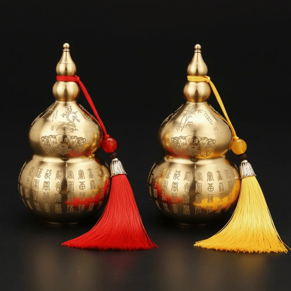 Mini Size Brass Feng Shui Gourd Chinese-Style Wealth-Bringing Gourd  Desktop Decoration