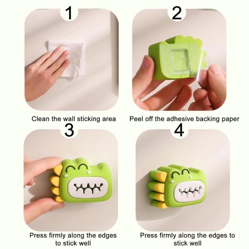 Dinosaur Bathroom Holder Storage Holder Dinosaur Towel Holder Waterproof Storage Clip Strong Adhesive Bathroom Organizer Durable