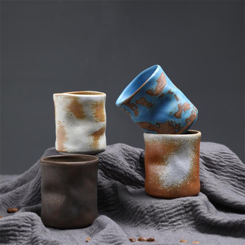 Creative Handless Ceramic Cup Coarse Pottery Cup Concentrated Coffee Cup Kung Fu Teacup Tea Cup Retro Teacup