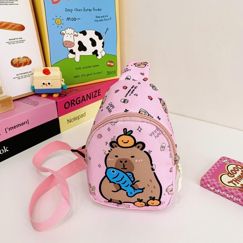 School Bag Kapibara Breast Bag for Boys and Girls Casual Versatile Accessories Change Bag Travel Shoulder Messenger Bag