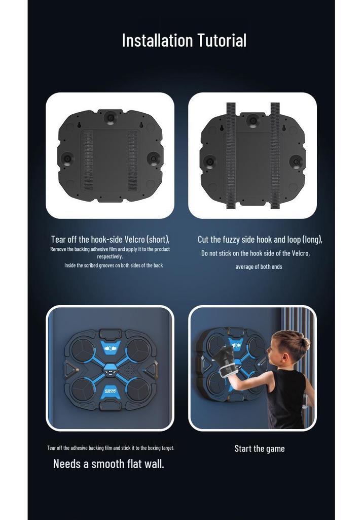 Bluetooth Smart Music Boxing Target for Kids: Home Reaction Training & Fitness Wall Target