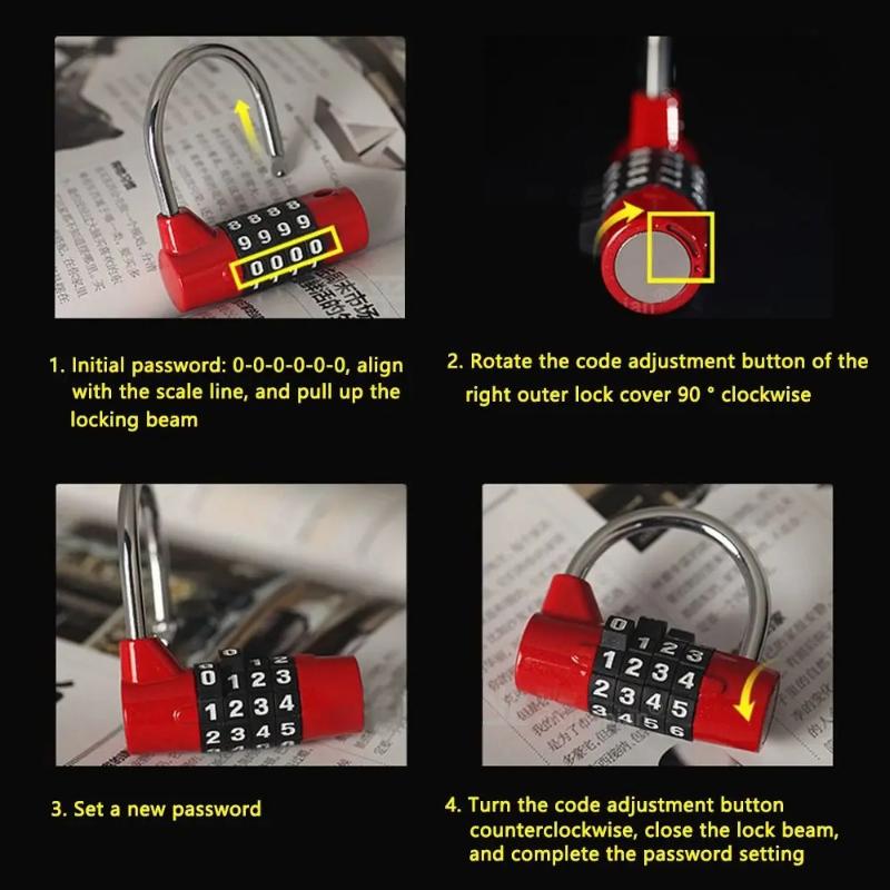 4 Digit Number Combination Travel Password Lock Combination Padlock Zinc Alloy Safely Code Lock