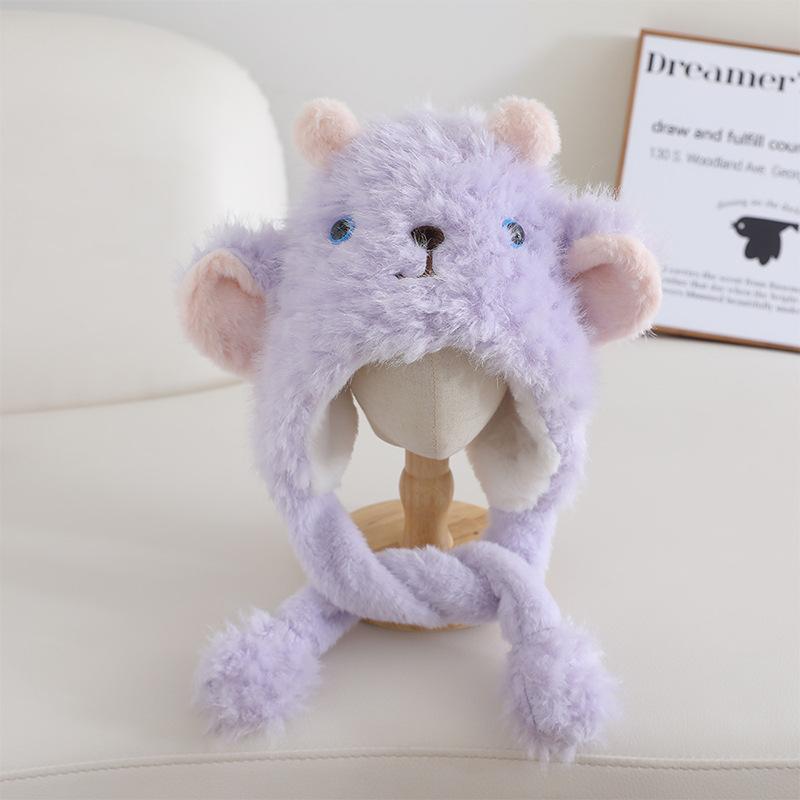 Korejský styl Zimní šála a čepice Jednodílná sada dvou kusů Roztomilé jehněčí békání Dětská teplá Ochrana uší Vlněná čepice