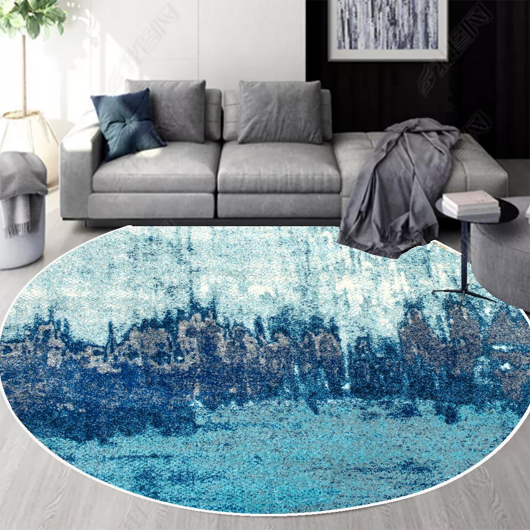 

Сучасний Круглий Великий Килим для Вітальні Абстрактний Легкий Люкс Балкон Зона Відпочинку Килими Декор Спальні Гардеробна М які Нековзкі Килимки 80cm 31.49 in