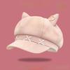 Cat Ears Octagonal Beanie Hat With Wide Brim For Winter Warmth